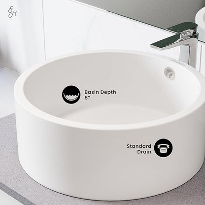 Swiss Madison Plaisir Ceramic Porcelain Round Vessel Vanity Art Basin Bathroom Sink …