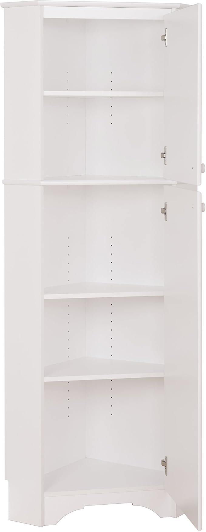 Prepac Elite 72" Tall Corner Cabinet Storage with 2 Doors, Wood Bathroom Storage with 3 Adjustable Shelves, Free Standing Corner Pantry Cabinet Suitable for Kitchen, Entryway, Bathroom, White