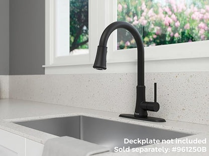 Pfister Pfirst Series Kitchen Faucet with Pull-Down Sprayer, Single Handle, High Arc, Matte Black Finish, G529PF2B