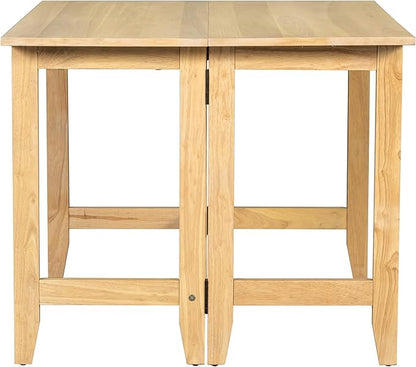 Merax Farmhouse Wood Extendable Dining Table with Drop Leaf for Small Places, Modern Freestanding Scalable Desk for Kitchen & Living Room, Natural