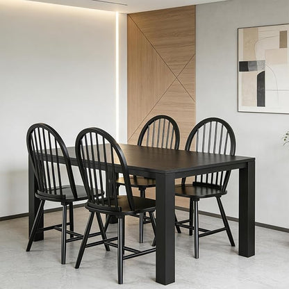 SIMOE Windsor Dining Chairs Set of 4, Farmhouse Wood Dining Chairs with Solid Wood Legs, Spindle Back Kitchen Chairs for Living Dining Room, Black