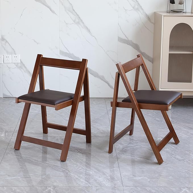 COMUHOME Folding Dining Chairs with Padded Seat Lightweight sillas para Fiestas,2 Pack Folding Chair for Dinner,Party Wedding,Picnic Event, 196LB Weight Capacity(Walnut)