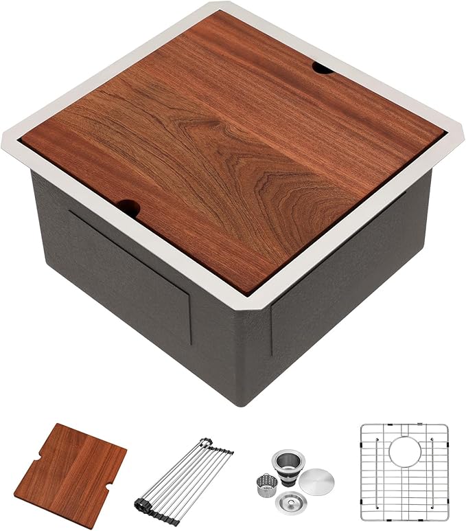 17 Undermount Kitchen Sink - Beslend Under Counter Ledge Workstation Undermount Bar Sinks Stainless Steel 16 Gauge Single Bowl Stages 10 Inch Deep Rv Wet Bar Outdoor Camper Prep Sink 17x19 Inch