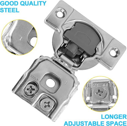 1 Inch Overlay Soft Close Cabinet Hinges, 10 Pack Slow Soft Close Hinges for Kitchen Cabinets Satin Nickel Hidden Self Closing Kitchen Cabinet Hinges for Cupboard