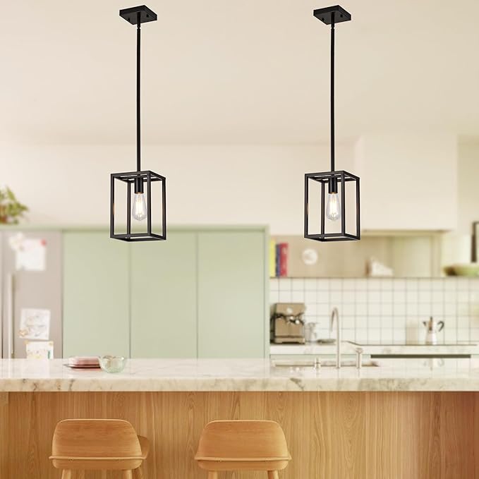 Kitchen Light fixtures Pendant Lighting Chandeliers for Dining Rooms, Mini Pendant Lights 1-Light Modern Hanging Light Fixture Matte Oil-Rubbed Bronze Industrial for Kitchen Island