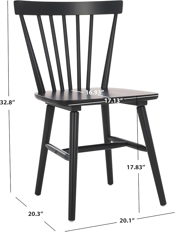 SAFAVIEH Home Collection – Winona Set of 2 Matte Black Windsor Farmhouse Dining Chairs, Spindle Back Wood Chairs, Classic Casual Seating (DCH8500J-SET2)