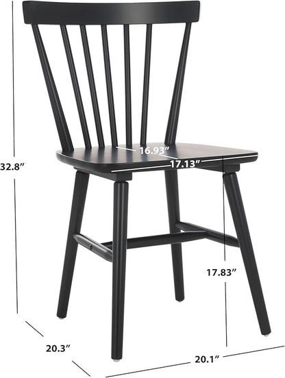 SAFAVIEH Home Collection – Winona Set of 2 Matte Black Windsor Farmhouse Dining Chairs, Spindle Back Wood Chairs, Classic Casual Seating (DCH8500J-SET2)