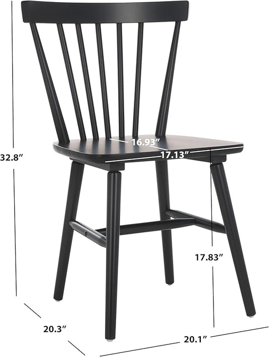 SAFAVIEH Home Collection – Winona Set of 2 Matte Black Windsor Farmhouse Dining Chairs, Spindle Back Wood Chairs, Classic Casual Seating (DCH8500J-SET2)