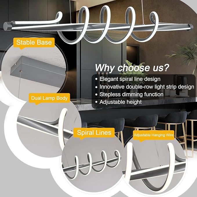 Modern Chandelier,Dimmable Modern Led Pendant Light for Dining Room,Gold Chandelier Light Fixture Modern Dining Room Light Light Fixture over Table,Color Changing Kitchen Island Lighting via Remote