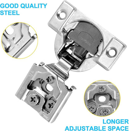3/4 Inch Overlay Soft Close Cabinet Hinges, 10 Pack Slow Soft Close Hinges for Kitchen Cabinets Satin Nickel Hidden Self Closing Kitchen Cabinet Hinges for Cupboard