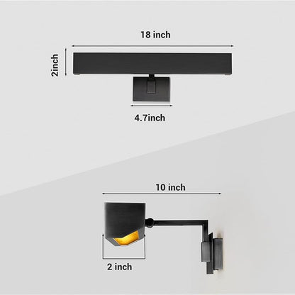 18" Picture Light Black Picture Light Hardwired, 2-Light Bronze Art Lights Dimmable Frame Lights for Wall, 3000k Gallery Light Art Frame Light 270° Gallery Lamp for Bathroom, Living Room, Hallway