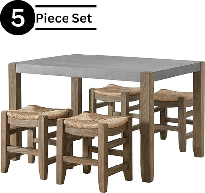 Alaterre Furniture Newport Dining Table Set, Concrete Gray