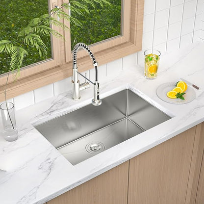 28 Inch Undermount Kitchen Sink 18 Gauge Stainless Steel Under Counter Sink Single Bowl Deep Handmade Single Bowl Kitchen Sink,28"x18"x9"