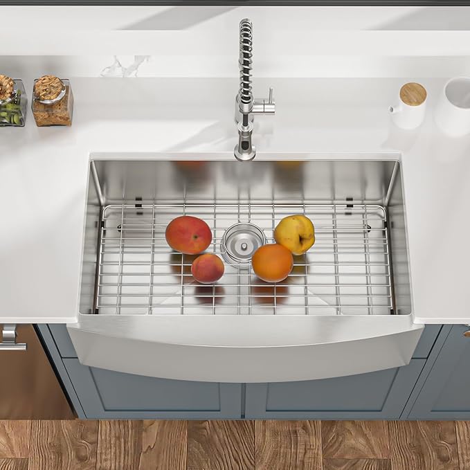 Mocoloo 30 Stainless Farmhouse Sink - 30x21 Inch Apron Front Farm Kitchen Sink Stainless Steel Single Bowl 16 Gauge Deep Handmade Basin
