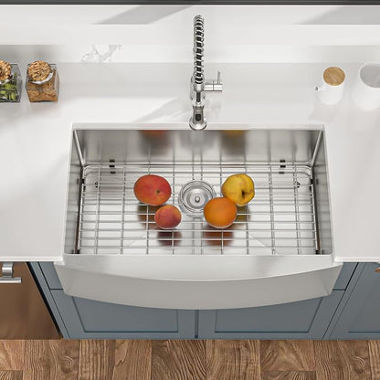 Mocoloo 30 Stainless Farmhouse Sink - 30x21 Inch Apron Front Farm Kitchen Sink Stainless Steel Single Bowl 16 Gauge Deep Handmade Basin