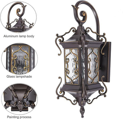 Outdoor Wall Light Fixtures, IP55 Waterproof Outside Wall Lantern Retro Exterior Wall Sconces Vintage Wall-Mounted Lights for Garage House Porch Doorway, E26 w/o Bulb