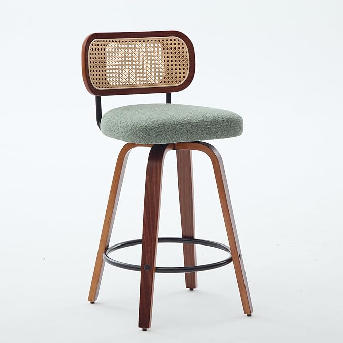 Modern Dining Chair Mid-Century Counter Height Bar Stools with Upholstered Seat, Sturdy Stable Dining Chairs for Kitchen Island, Counter, Bar or Dining Room Furniture,Green-Foam-setof3