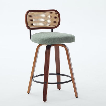 Modern Dining Chairs, Mid-Century Upholstered Kitchen Table and Chairs for Dining Room, Sturdy Stable Swivel Side Chairs with Easy Assembly for Kitchen Island, Bar, Counter or Living Room,Green-Foam-s