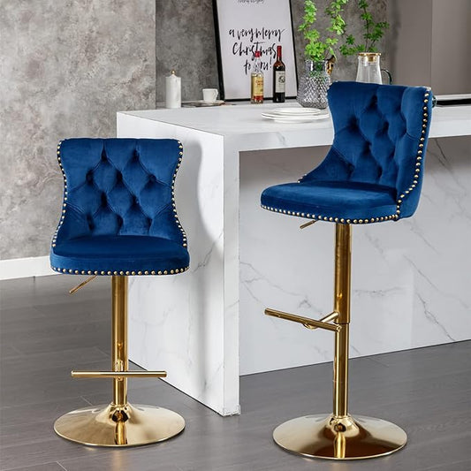 Modern Dining Chairs, Mid-Century Kitchen Table and Chairs with Sturdy Stable Base, Easy Assembly Luxury Furniture for Dining Room, Home Pub and Kitchen Island,Blue-Foam-setof2-2