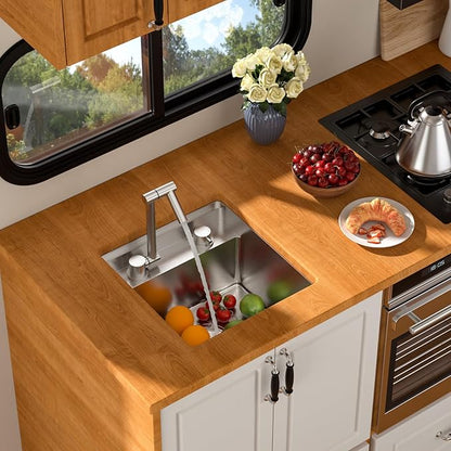 16 Inch Outdoor Kitchen Sink With Faucet and Cover - Beslend 16x17x9 Undermount Kitchen Bar Sink Workstation 16 Gauge Stainless Steel Single Bowl Small Sinks Under Counter Indoor Outdoor