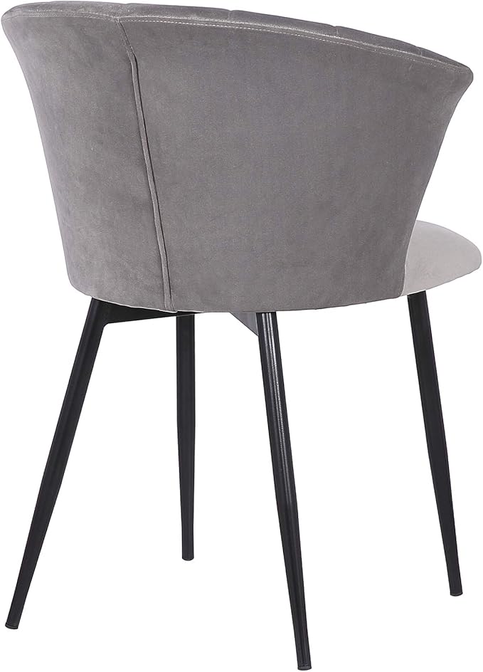 Armen Living Lulu Contemporary Velvet Dining Room Kitchen Accent Chair, 31 Inch Height, Grey and Black