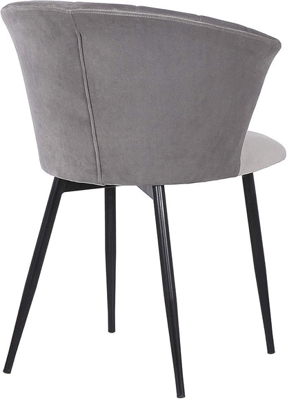 Armen Living Lulu Contemporary Velvet Dining Room Kitchen Accent Chair, 31 Inch Height, Grey and Black