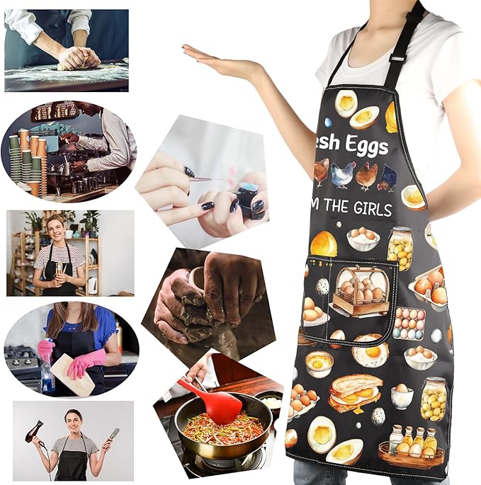 MBMSO Funny Chicken Aprons I Love My Chickens Gifts for Chicken Lover Chicken Farmer Gifts for Chicken Lady Farmhouse Apron