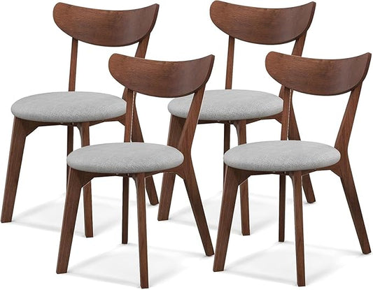NAFORT Dining Chairs Set of 4 with Curved High Back Soft Cushion, Mid-Century Modern Fabric Upholstered Kitchen & Dining Room Chairs, 4 Kitchen Chairs for Living Room, Restaurant