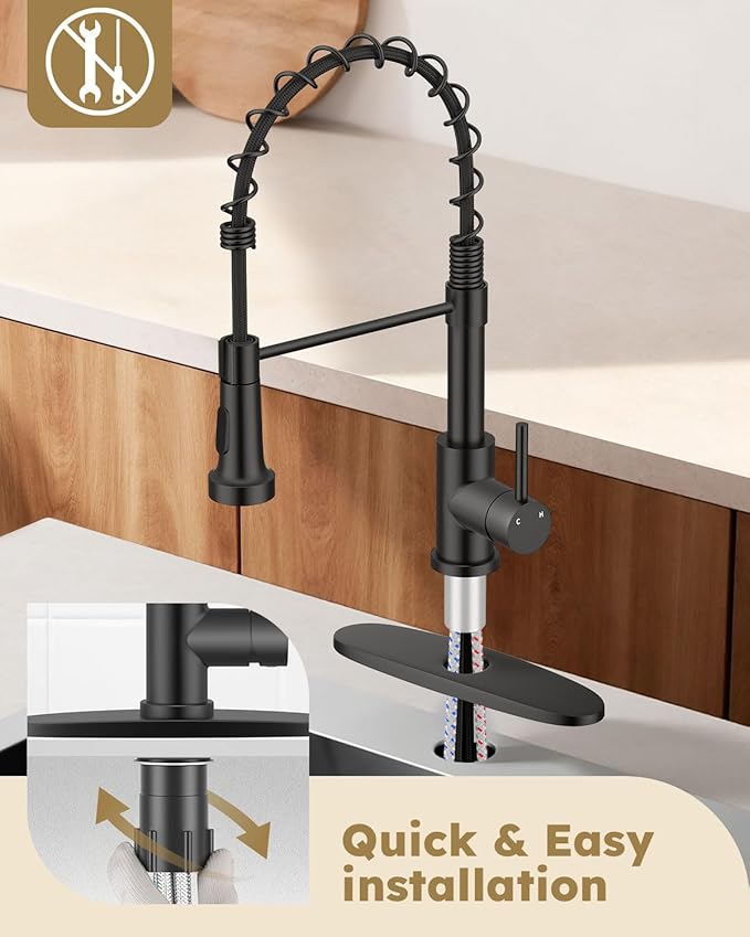 Arofa Kitchen Faucet with Pull Down Sprayer, Brushed Nickel Kitchen Sink Faucet 1-3 Hole Single Handle High Arc Stainless Steel Commercial Modern Kitchen Faucets for RV/Laundry/Outdoor/Bathroom Sink
