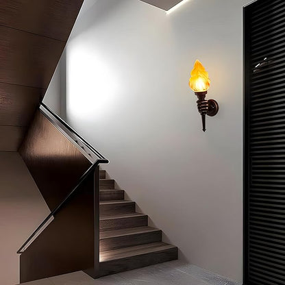 MIXL- Vintage Wall Sconces, IP55 Waterproof Art Deco Wall Lights,1-Light Outdoor Torch Patio Light, Creative Outdoor Wall Lamp for Garage, Hallway, Porch, Bedroom (Left Hand)