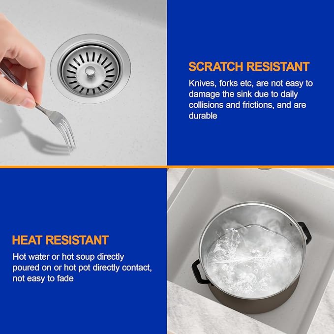 Dcolora 18 In. Undermount Granite Composite Bar Sink Single Bowl Workstation, White Quartz Kitchen Sink, 18" x 18" x 10" #DC-GU0001WS