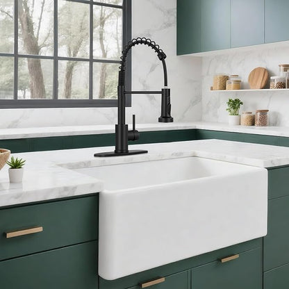 Kitchen Faucet with Pull Down Sprayer 1 Handle Pull Out Spring Sink Faucets 1 Hole Or 3 Hole Stainless Steel (Matte Black)