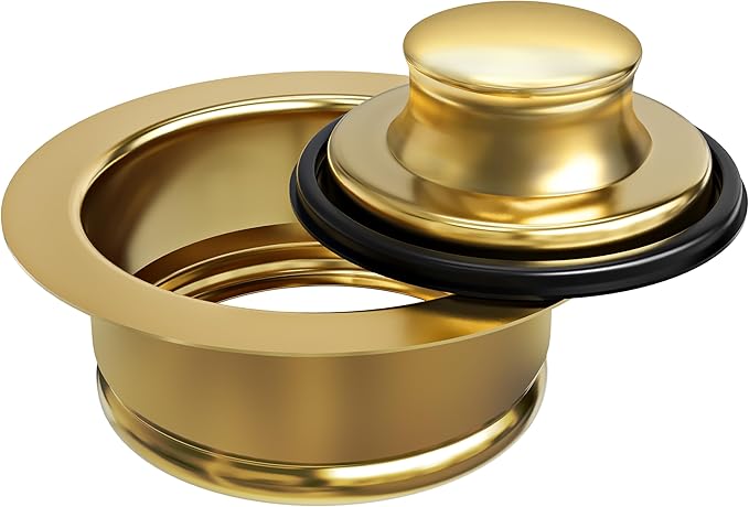 Kitchen Sink Brass Garbage Disposal Flange and Stopper, Fit 3-1/2 Inch Standard Sink Drain Hole,Kitchen Sink Replacement Accessories,Sink Garbage Disposer Kit (Gold)