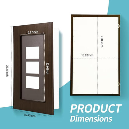 Concealed Medicine Cabinet 14×24 Recessed, Picture Frame Medicine Cabinet, Farmhouse Espresso Wood Frame, 3 Shelves, 100% Handmade, Fully Assembled Wall Niche Insert For Bathroom, Bedroom and Hallway