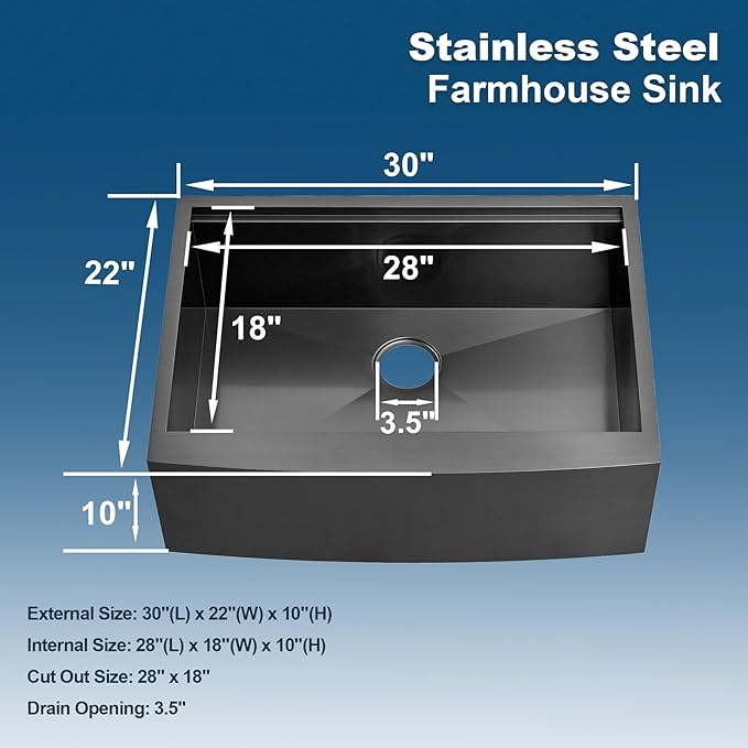 Doirteal 30" Farmhouse Sink, 16 Gauge Nano Black Stainless Steel Apron Front Kitchen Sink, 30x22x10 Undermount Workstation Single Bowl with Cutting Board, Colander & Grid, Scratch-Resistant