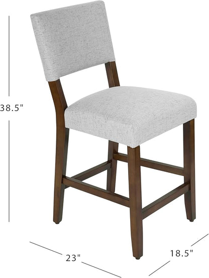 HomePop 24" Open Back Counter Stool|HomePop Home Décor|Fabric Chairs for Dining Room, Kitchen and Living Room - Gray Woven(Single Pack)