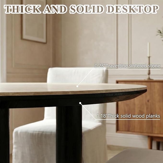 71'' Modern Dining Table for 4-6, Luxury Oval Sintered Stone Kitchen Table with Solid Wood Legs, Mid-Century Farmhouse Dining Room Table for Living Room