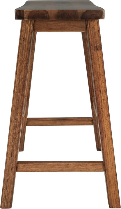 2-Piece Farmhouse Rustic Counter Height Wood Kitchen Stools,Save Space,Soild Rubber Wooden Legs with MDF Tabletop,for for Dorm,Apartment,Dining Room,Walnut