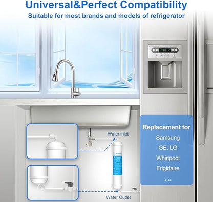 Inline Water Filter for Refrigerator and Ice Maker(1 Pack),1/4" Push Connect Post Carbon Filter Replacement for Reverse Osmosis Water System