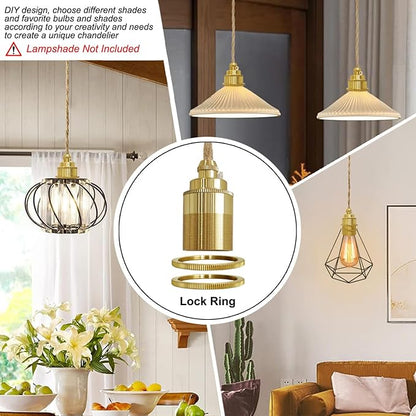 Wood Pendant Light Kit, Mini Pendant Lamp Fixture, Hemp Rope Hanging Lamps Cord Adjustable, E26 Lamp Socket Vintage Ceiling Light Hanging Lighting for Farmhouse Bedroom Chandelier, Bulb Not Included