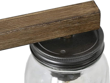 LOG BARN Rustic Bathroom Vanity Light with Mason Jar Glass, Farmhouse 4-Light Sconces Wall Lighting, Faux-Wood Finish, 29 inches
