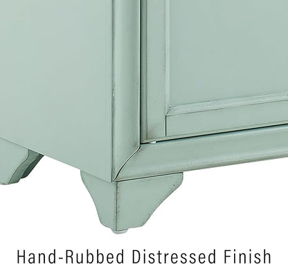 Crosley Furniture Tara Pantry Storage Cabinet with Shelves, Kitchen, Dining, or Laundry Room, Distressed Seafoam Blue