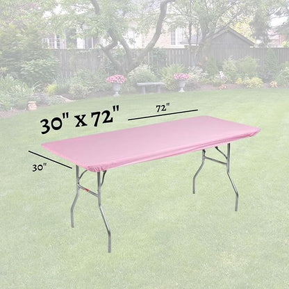 Kwik-Covers 6' Rectangle Plastic Table Covers 30" x 72", Bundle of 5 (Pink)