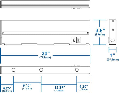 NUC-5 Series 30-inch Black Selectable LED Under Cabinet Light (NUC530SBK