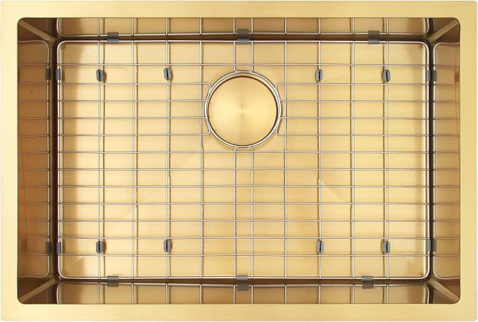 Gold Kitchen Sink,Undermount Kitchen Sink 27 X 18 inch,Single Bowl 16 Gauge Stainless Steel Undermount Sinks