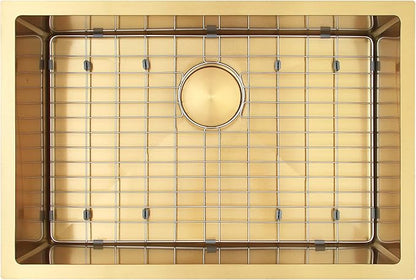 Gold Kitchen Sink,Undermount Kitchen Sink 27 X 18 inch,Single Bowl 16 Gauge Stainless Steel Undermount Sinks