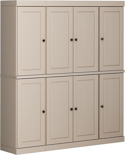 Palace Imports Solid Wood Pantry Cabinet - 71.5" Tall, 65" Wide - Wooden Storage Cabinet w/ 2-Drawer Kit & Adjustable Shelves - Beige, Renewable Eco-Friendly 100% Wood, Made in Brazil