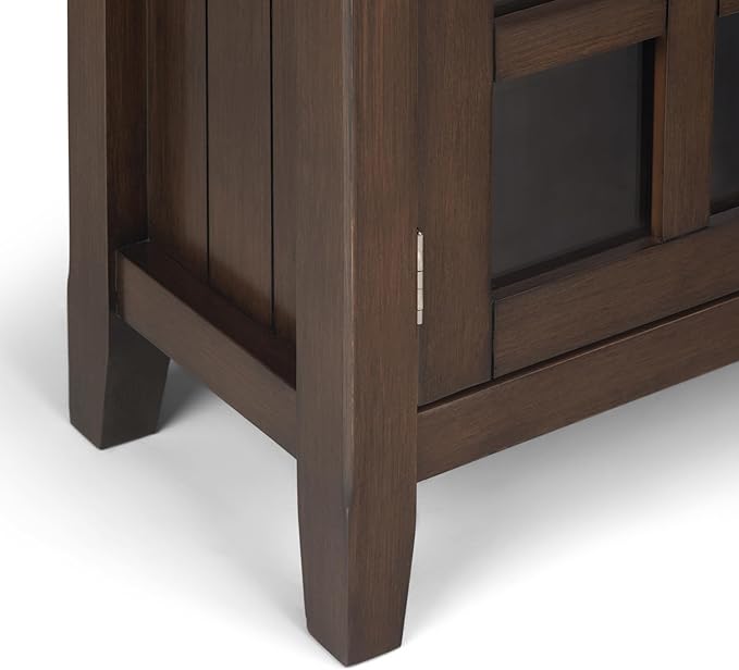 SIMPLIHOME Acadian Storage Cabinet - 36 inch Wide Solid Wood Entryway Storage Cabinet in Natural Aged Brown, Transitional Cabinet for Hallway or Living Room with 2 Drawers and Adjustable Shelves