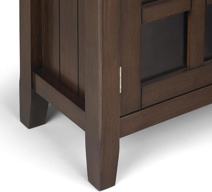 SIMPLIHOME Acadian Storage Cabinet - 36 inch Wide Solid Wood Entryway Storage Cabinet in Natural Aged Brown, Transitional Cabinet for Hallway or Living Room with 2 Drawers and Adjustable Shelves