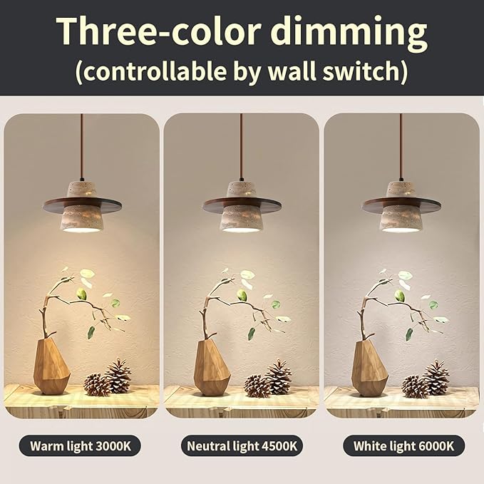 Japanese Wabi sabi Pendant Light with Natural Stone Shade, Dimmable Modern Wood Hanging Lamp Fixture, Adjustable Height Pendant Lamp for Bedroom, Kitchen Island, Dining Room, Restaurant, Cafe, Bar (J)